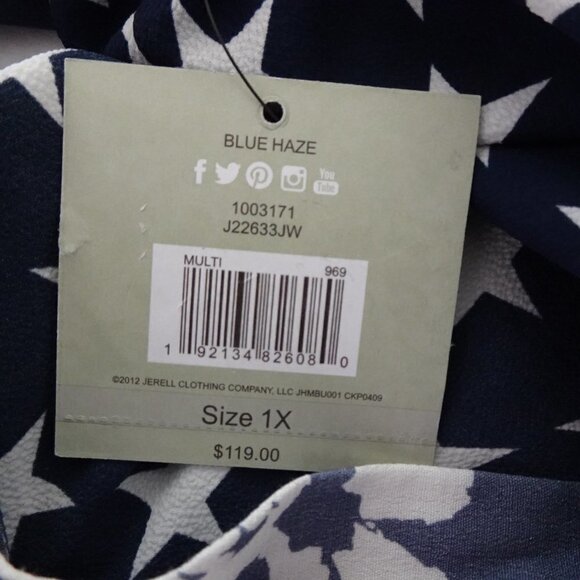 John Mark Kimono Cardigan Women's 1X Blue Patriotic Stars Cover Up USA Theme - Picture 9 of 11